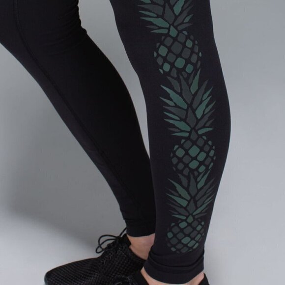 Lululemon Wunder Under Pant *Full-On Luon Pineapple Print Leggings Size 8 - Picture 2 of 8